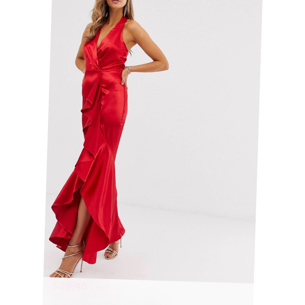 City Goddess Satin Red Dress